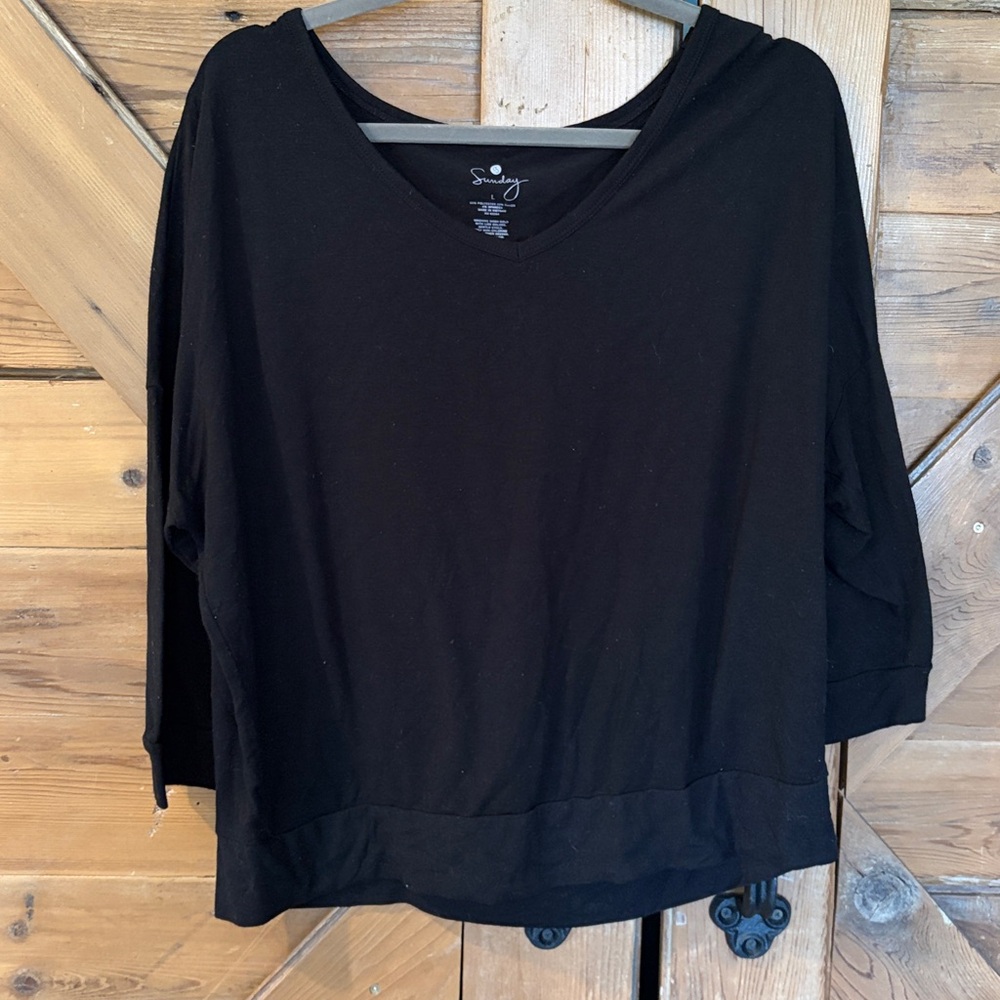 Sunday Black V-Neck Top
